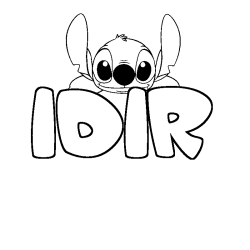 Coloring page first name IDIR - Stitch background