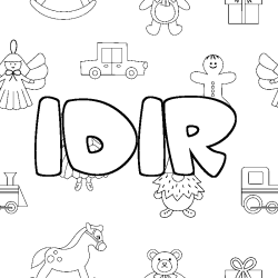 Coloring page first name IDIR - Toys background