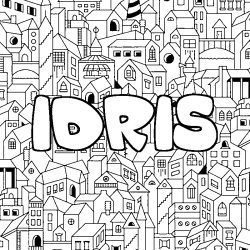 Coloring page first name IDRIS - City background