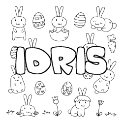 Coloring page first name IDRIS - Easter background