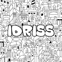 Coloring page first name IDRISS - City background