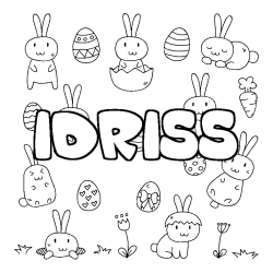 Coloring page first name IDRISS - Easter background