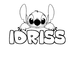 Coloring page first name IDRISS - Stitch background