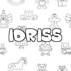 Coloring page first name IDRISS - Toys background