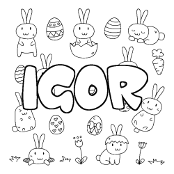 Coloring page first name IGOR - Easter background
