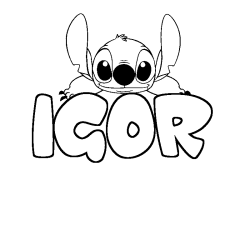 Coloring page first name IGOR - Stitch background