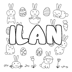 Coloring page first name ILAN - Easter background