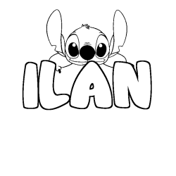 Coloring page first name ILAN - Stitch background