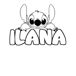 Coloring page first name ILANA - Stitch background
