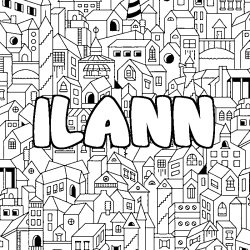 Coloring page first name ILANN - City background
