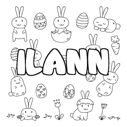 Coloring page first name ILANN - Easter background