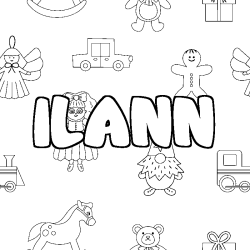 Coloring page first name ILANN - Toys background