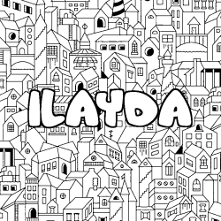 Coloring page first name ILAYDA - City background