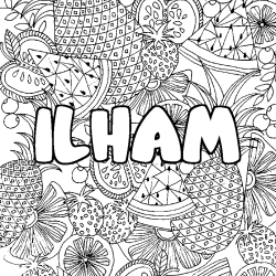 ILHAM - Fruits mandala background coloring