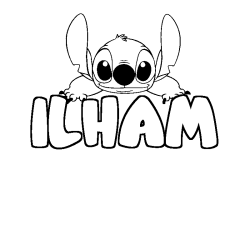 Coloring page first name ILHAM - Stitch background