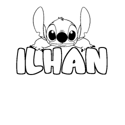 Coloring page first name ILHAN - Stitch background
