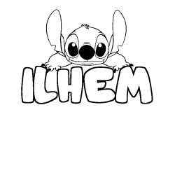 Coloring page first name ILHEM - Stitch background