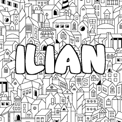 Coloring page first name ILIAN - City background