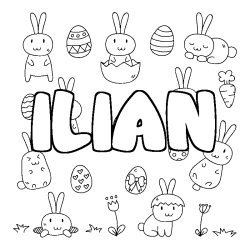 Coloring page first name ILIAN - Easter background