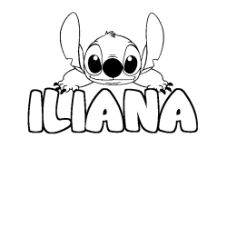 Coloring page first name ILIANA - Stitch background