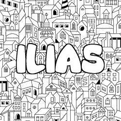 Coloring page first name ILIAS - City background