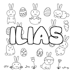 Coloring page first name ILIAS - Easter background