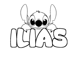 Coloring page first name ILIAS - Stitch background
