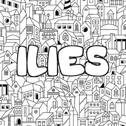 Coloring page first name ILIES - City background