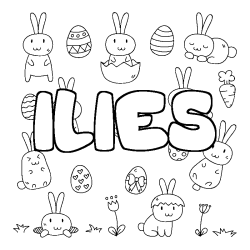 Coloring page first name ILIES - Easter background