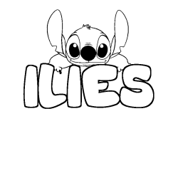 Coloring page first name ILIES - Stitch background