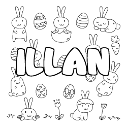 Coloring page first name ILLAN - Easter background