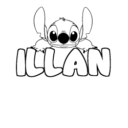 Coloring page first name ILLAN - Stitch background