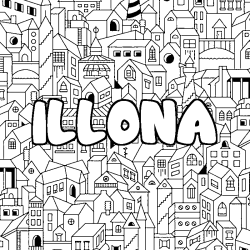 Coloring page first name ILLONA - City background