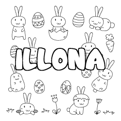 Coloring page first name ILLONA - Easter background
