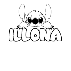 Coloring page first name ILLONA - Stitch background