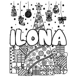 ILONA - Christmas tree and presents background coloring