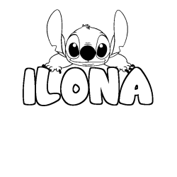 Coloring page first name ILONA - Stitch background