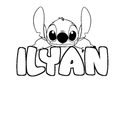 Coloring page first name ILYAN - Stitch background