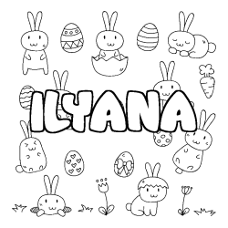 Coloring page first name ILYANA - Easter background