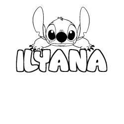 Coloring page first name ILYANA - Stitch background