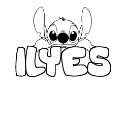 Coloring page first name ILYES - Stitch background