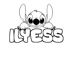 Coloring page first name ILYESS - Stitch background