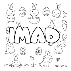 Coloring page first name IMAD - Easter background