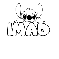 Coloring page first name IMAD - Stitch background