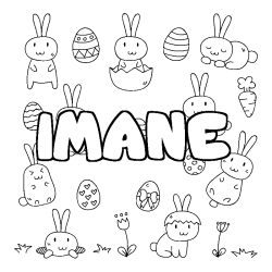 Coloring page first name IMANE - Easter background