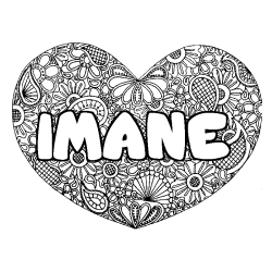 Coloring page first name IMANE - Heart mandala background