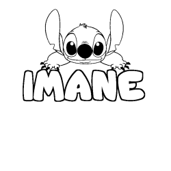 Coloring page first name IMANE - Stitch background