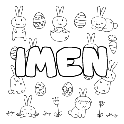 Coloring page first name IMEN - Easter background