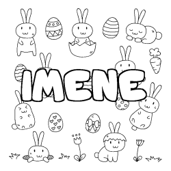 Coloring page first name IMENE - Easter background