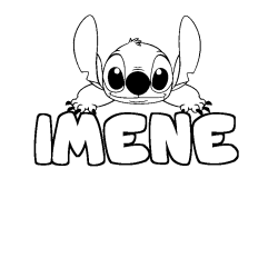 Coloring page first name IMENE - Stitch background